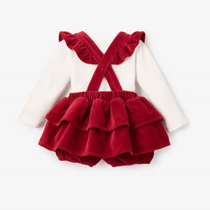 Red Velvet Jumper Skirt Set - Select Size