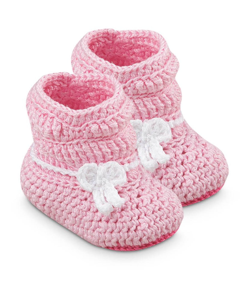 Pink Slouch Boot Crochet Bootie - NB (0-1)