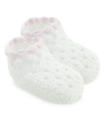 White/Pink Pointelle Bubble Bootie - NB (0-1)