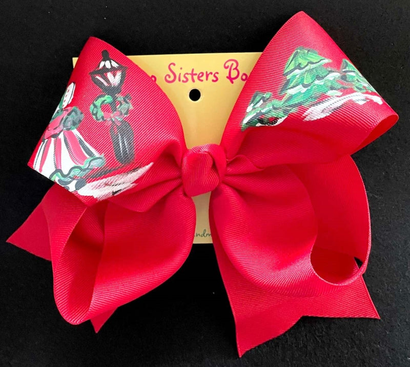 It's A Wonderful Life - Handpainted Red Hair bow - Choose 6” or 8”