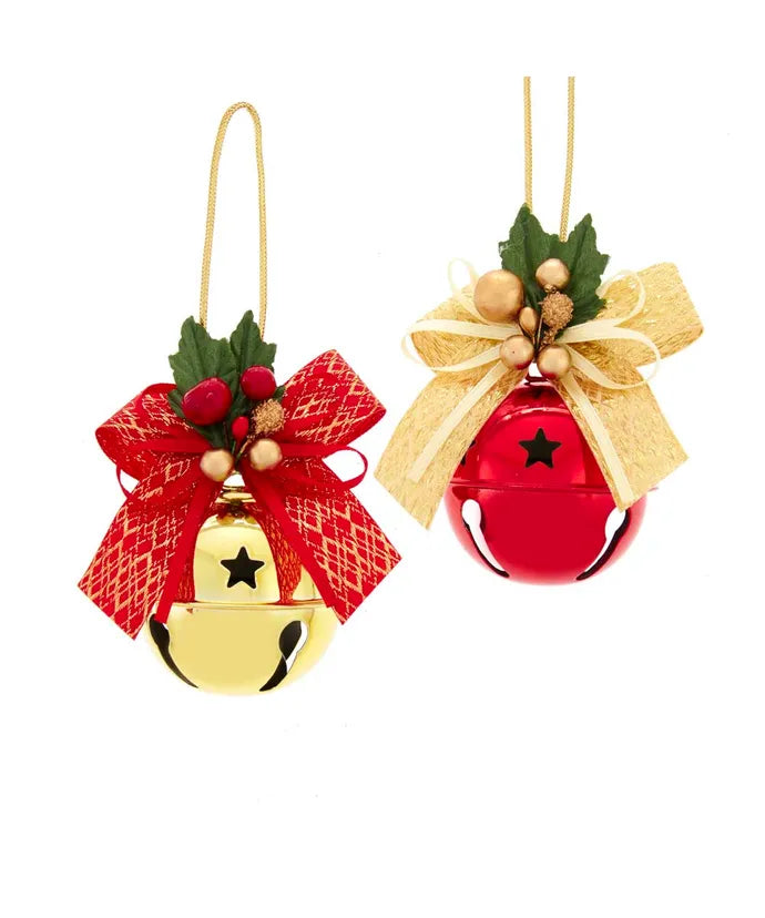 Red and Gold Bell With Ribbon Ornaments