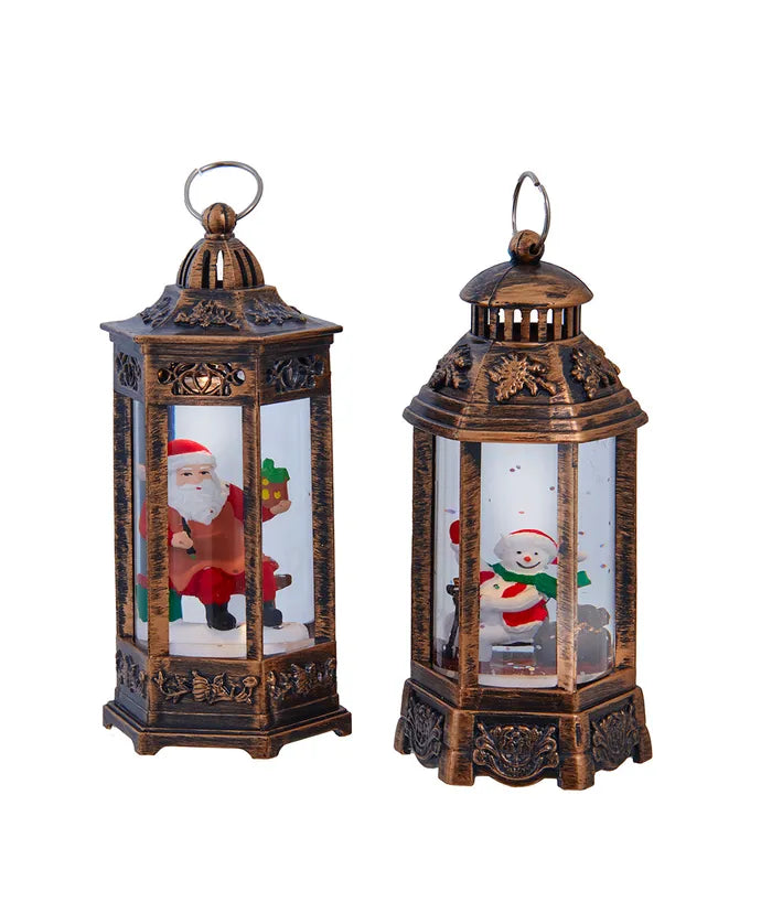 Battery Operated LED Multicolor Santa & Snowman Lanterns