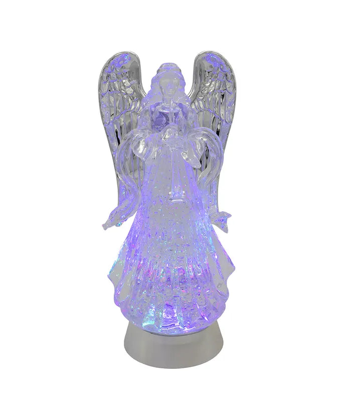113.25" Battery Operated USB LED Lighted Angel With Horn Water Globe