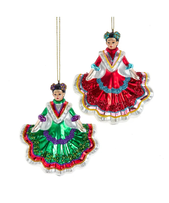 Noble Gems™ Glass Female Mexican Dancer Ornaments
