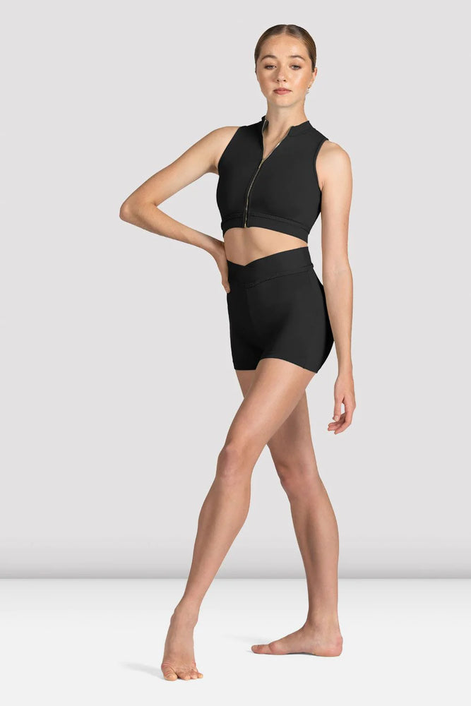 Mirella Miami Zip Front Crop Top in Black - Select Size
