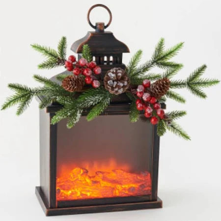 FireLight Lantern with Berry Sprig