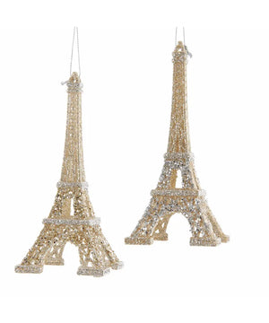 Light Gold and Silver Eiffel Tower Ornaments