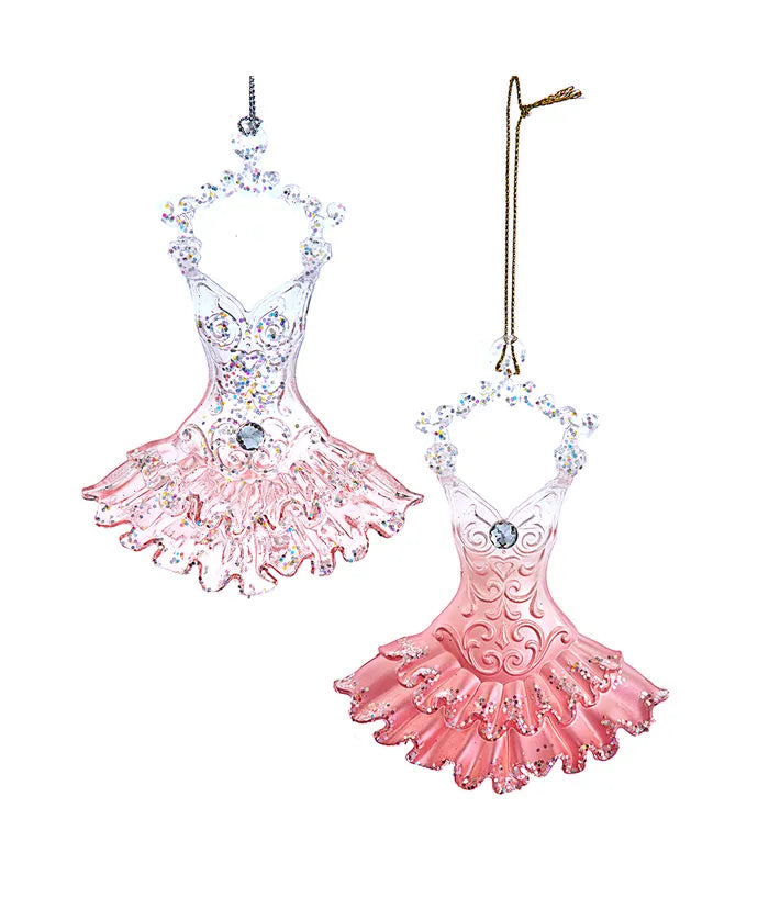 Pink & Ivory Clear Dress Ornaments