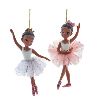 African American Little Girl Ballerina Ornaments