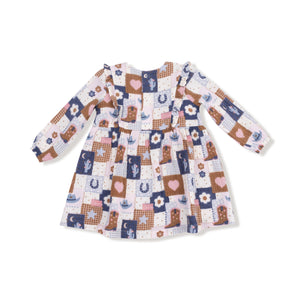 Patchwork Cowgirl Ruffle Dress and Rib Legging - Select Size