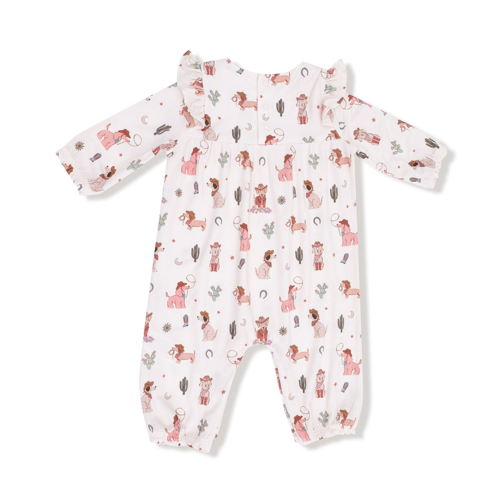 Cowgirl Dogs Ruffle Sleeve Romper - Select Size