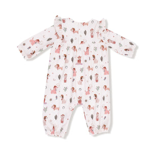 Cowgirl Dogs Ruffle Sleeve Romper - Select Size