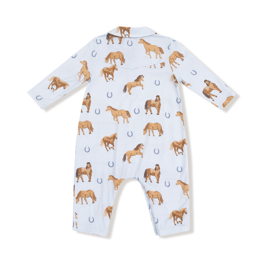 Horses Blue Cowboy Romper - Select Size