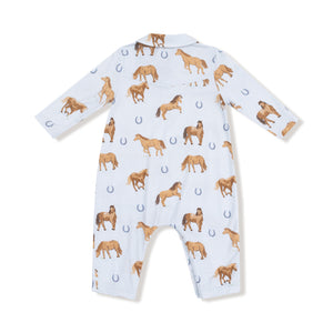 Horses Blue Cowboy Romper - Select Size