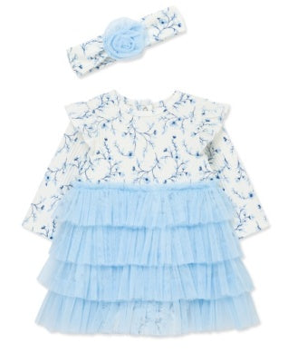 Blue Floral Tutu w/Headband - Select Size