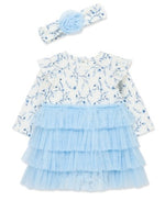 Blue Floral Tutu w/Headband - Select Size
