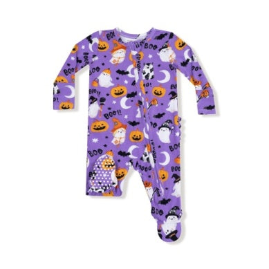 Costumed Ghost 2 Way Zipper Ruffled Footie - Select Size