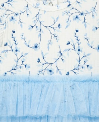 Blue Floral Tutu w/Headband - Select Size