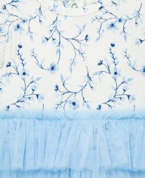 Blue Floral Tutu w/Headband - Select Size