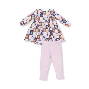 Patchwork Cowgirl Ruffle Dress and Rib Legging - Select Size