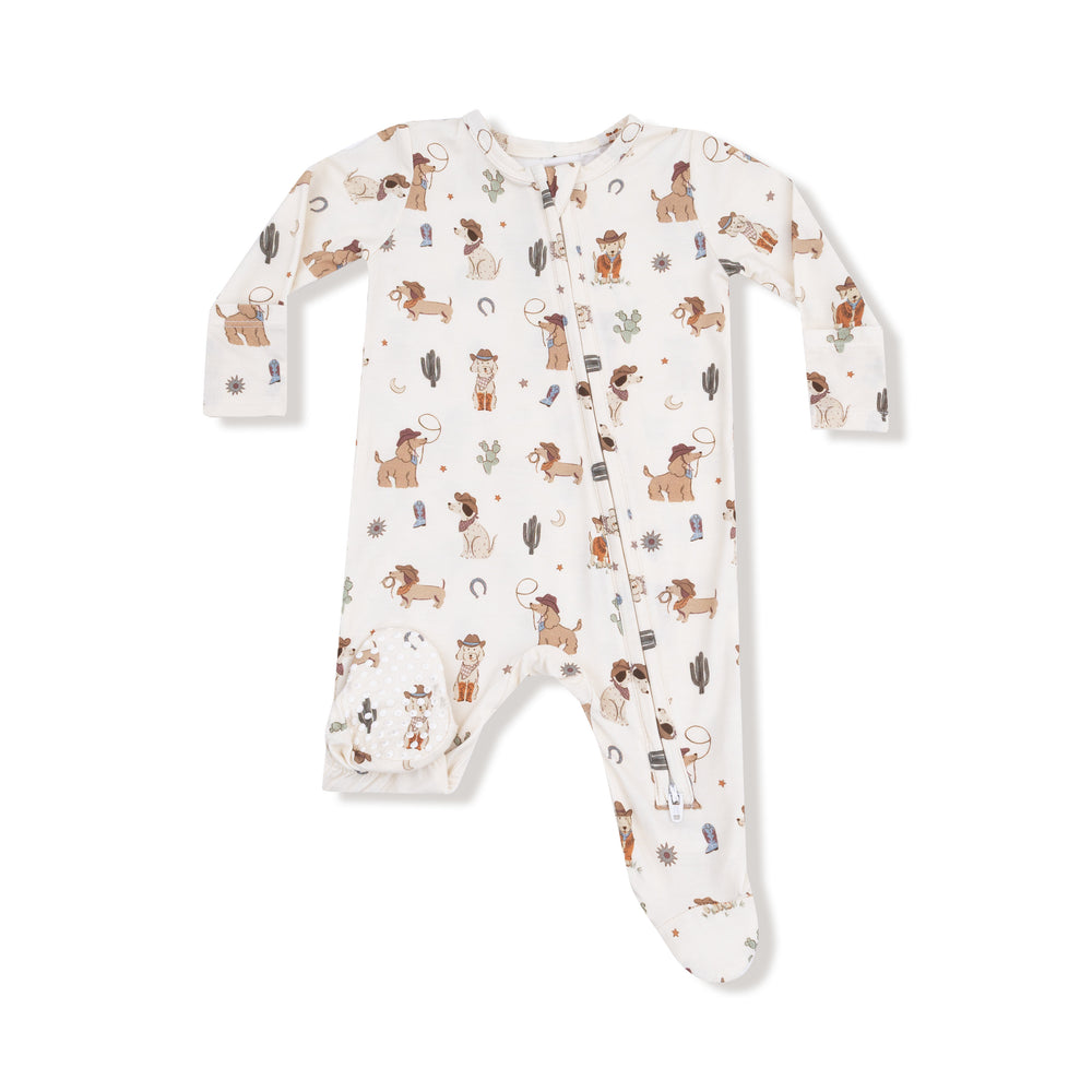 Cowboy Dogs 2 Way Zipper Footie - Select Size