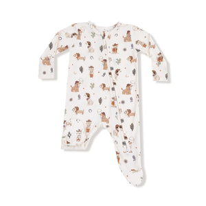 Cowboy Dogs 2 Way Zipper Footie - Select Size