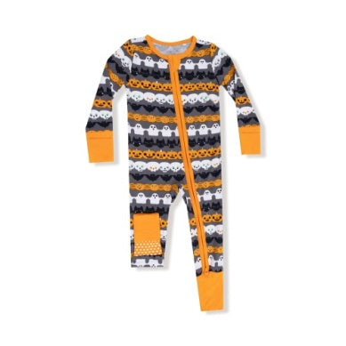 Halloween Paper 2 Way Zipper Footie - Select Size