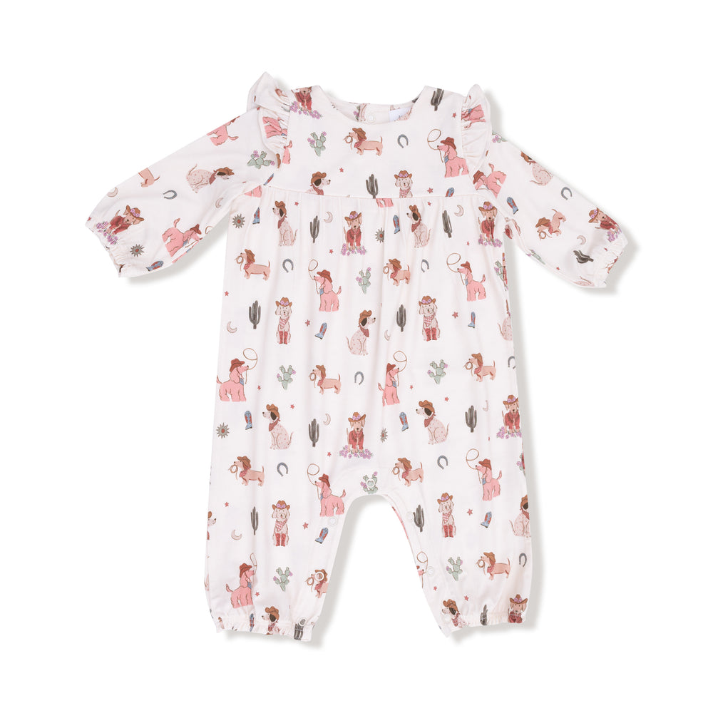 Cowgirl Dogs Ruffle Sleeve Romper - Select Size