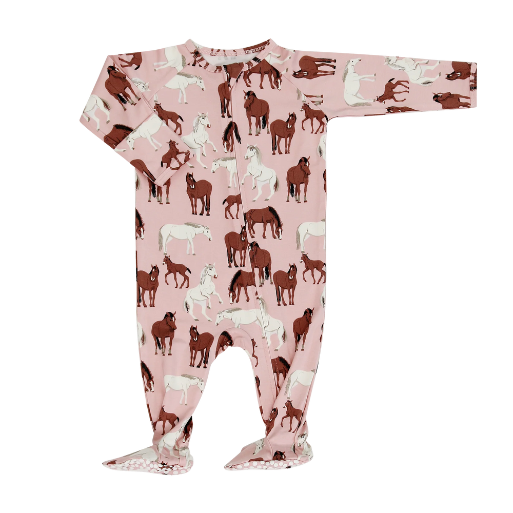 Wild Horses Zipper Footie - Select Size