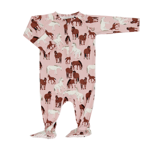 Wild Horses Zipper Footie - Select Size