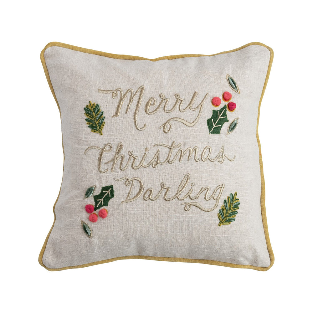16" Square Cotton Slub Printed Pillow with Velvet Back ©
