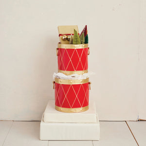 Metal Drum Shaped Buckets with Handles Set of 2