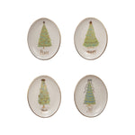 Oval Stoneware Dish with Christmas Tree, Word, 4 Styles ©