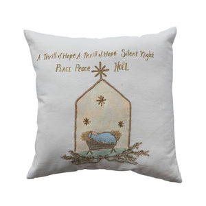 18" Square Hand-Embroidered Velvet Pillow with French Knots & Beads ©
