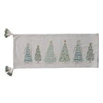 Table Runner with Trees, Embroidery, Beads, French Knots & Tassels ©