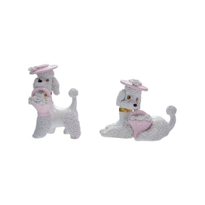 Resin Vintage Reproduction Poodle with Hat & Basket, 2 Styles
