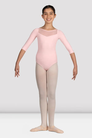 M122C - Girls Mirella Pink Glow Girl 3/4 Sleeve Leotard - Select Size