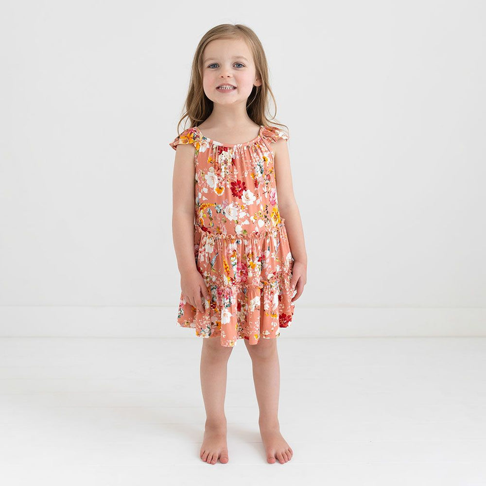 Celia Tiered Flutter Sleeve Dress - Select Size