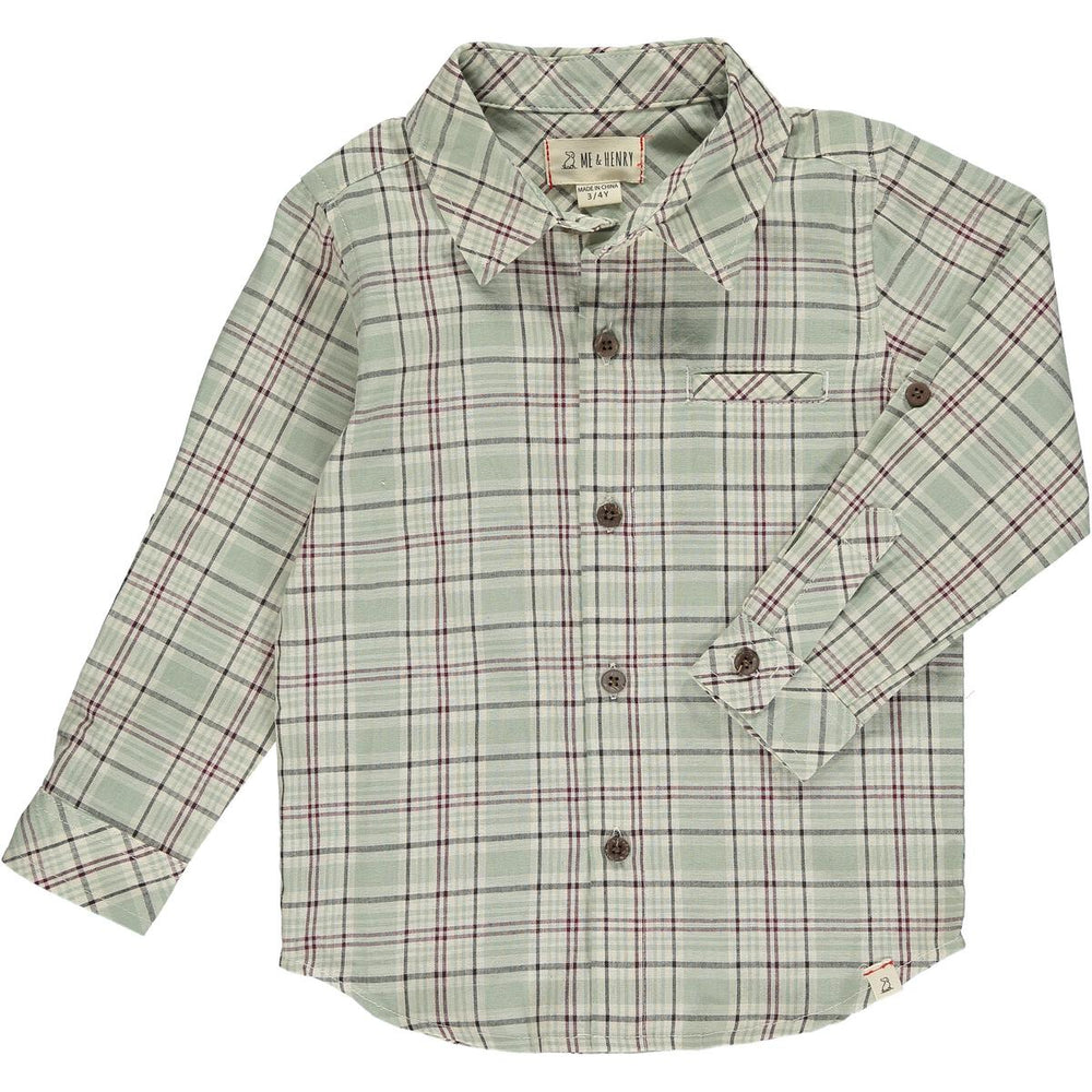 
            
                Load image into Gallery viewer, Atwood Green Plaid w/ Navy Stripe Shirt - Select Size
            
        