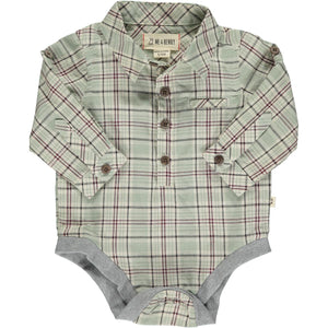 
            
                Load image into Gallery viewer, Jasper Green Plaid with Navy Stripe Onesie - Select Size
            
        