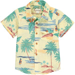 Aloha Yellow w/Hawaii Scene Print Short Sleeved Shirt - Select Size
