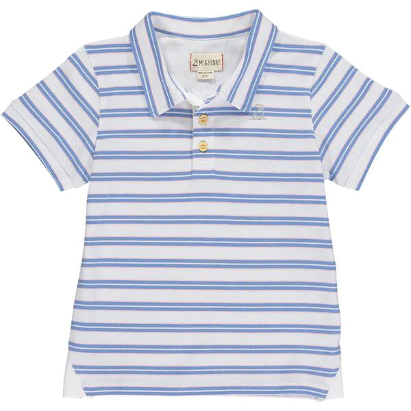 Starboard Blue/White/Pink Striped Pique’ Boys Polo - Select Size