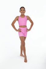 FM1210 - Girls BLOCH X Flo Active Nicole Bike Shorts (Pink Terazzo) - Select Size