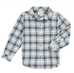 Atwood Grey & Blue Stitched Plaid Long Sleeve Woven Collared Shirt - Select Size