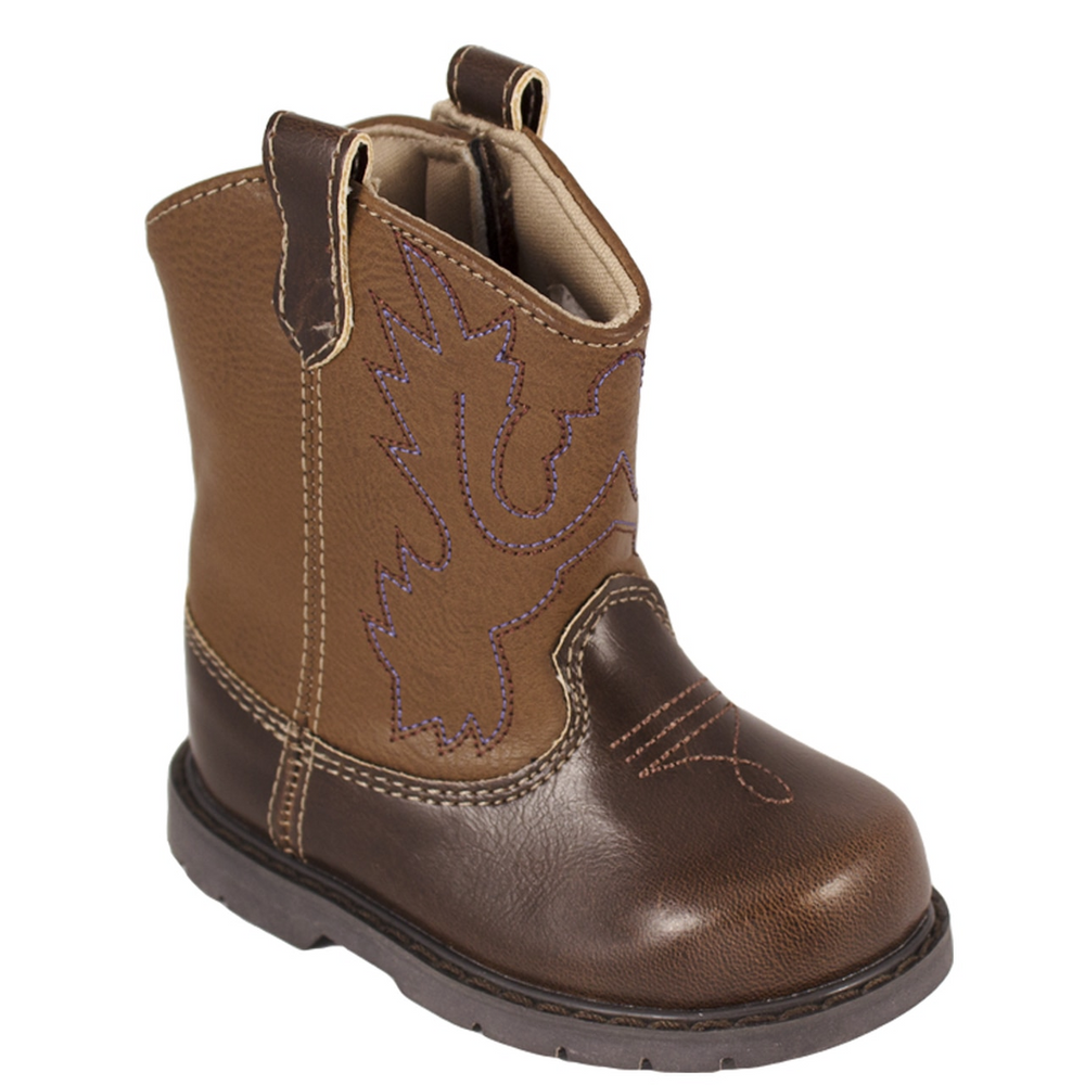 Miller Brown & Taupe Western Cowboy Boots With Embroidery - Select Size