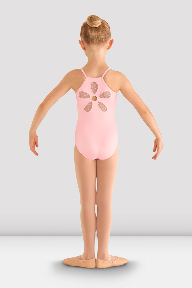 CL8097 - Girls Begonia Flower Mesh Back Cami Candy Pink Leotard - Select Size