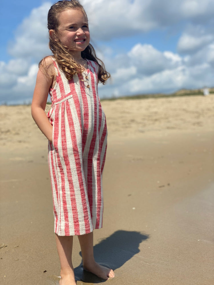 Ellie Red Stripe Girls Jumpsuit  - Select Size