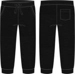 Black Slub Terry Pull-On Pants With Ribbed Cuff  -Select Size