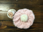 Pale Pink Waverly Knit Hat with Ivory Faux-Fur Pom Pom -Select Size