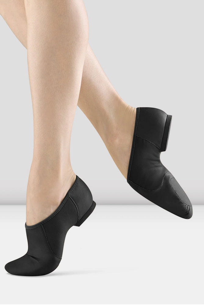 S0495G - Black - Girls Neo-Flex Slip On Leather Jazz Shoe - Select Size